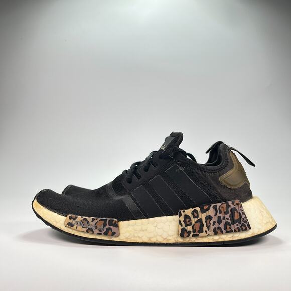 Adidas NMD_R1 Black Leopard Print Lace Up Running Shoes Sneakers Women’s Size 8 - Picture 4 of 10